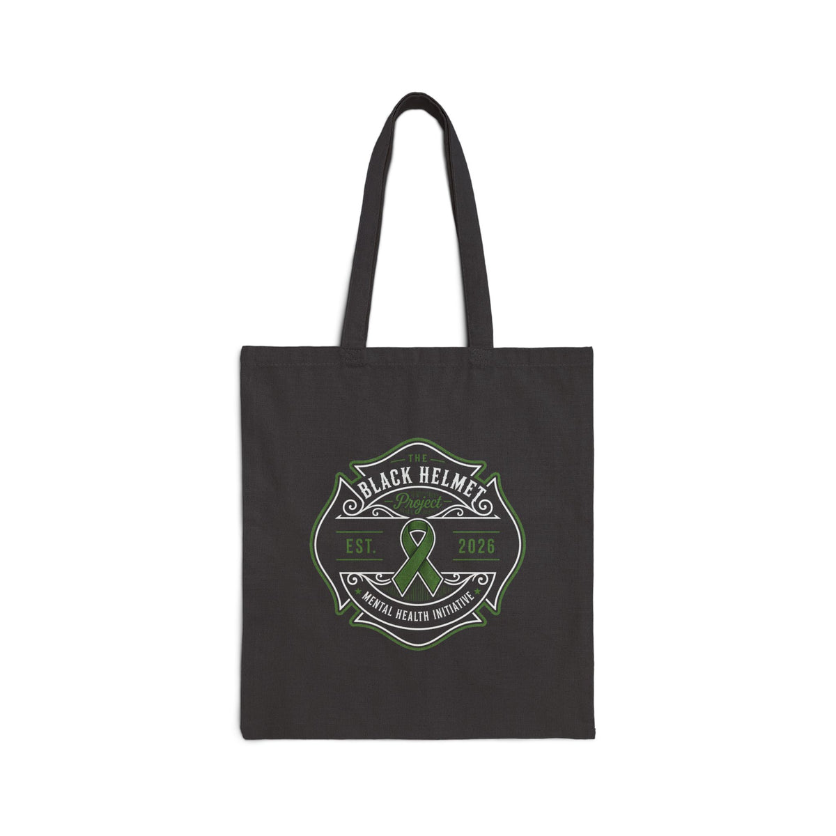 Tote Bag — "Black Helmets" Mental Health Awareness Ribbon Canvas Tote