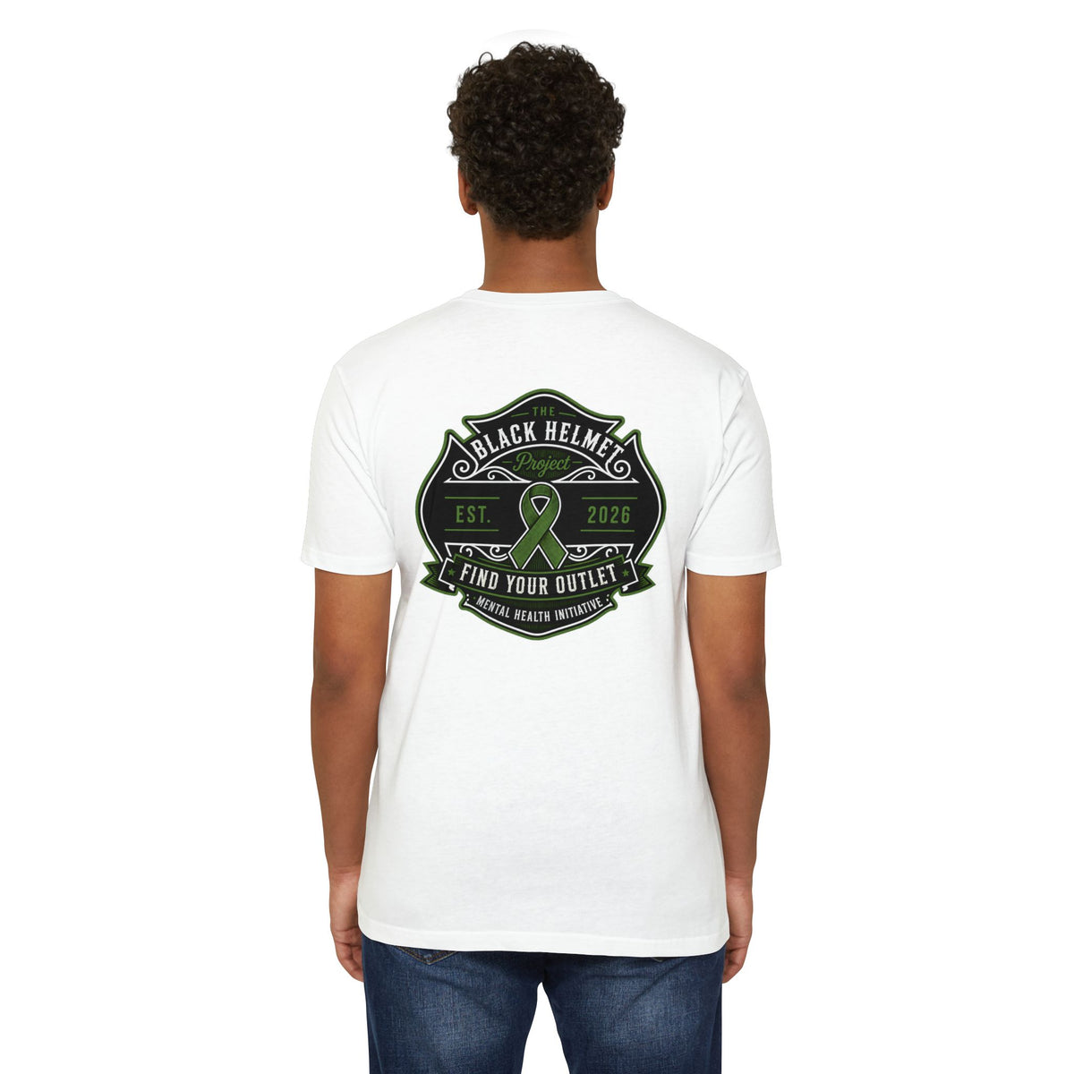 Black Helmet Project 'Find Your Outlet' Mental Health Ribbon T-Shirt