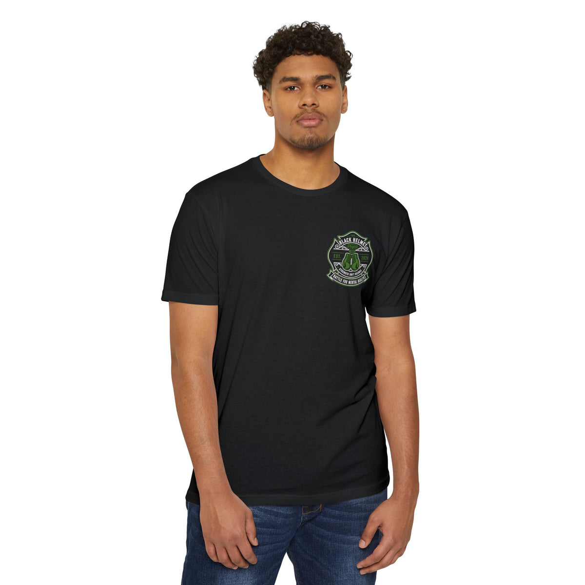 Black Helmet Boxing Club T-Shirt — 'Battle for Mental Health' Graphic Tee