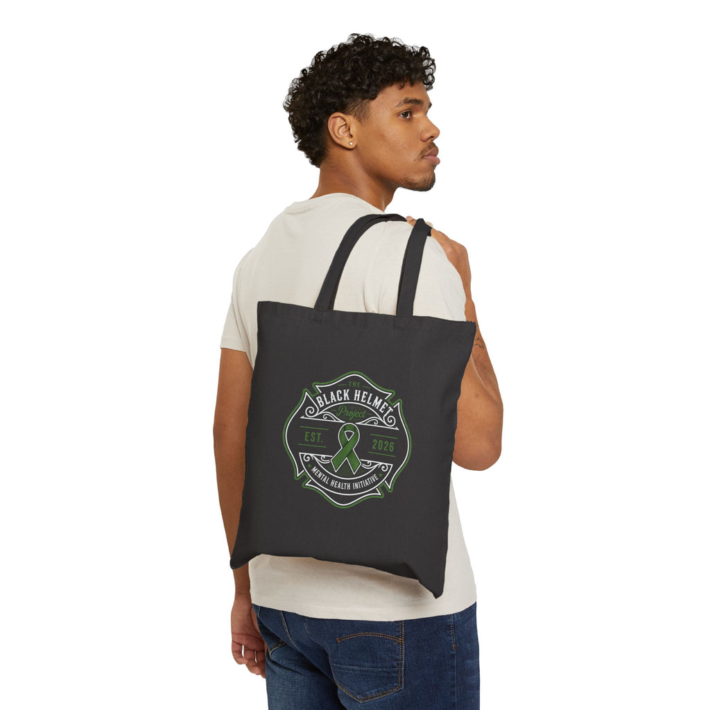 Tote Bag — "Black Helmets" Mental Health Awareness Ribbon Canvas Tote