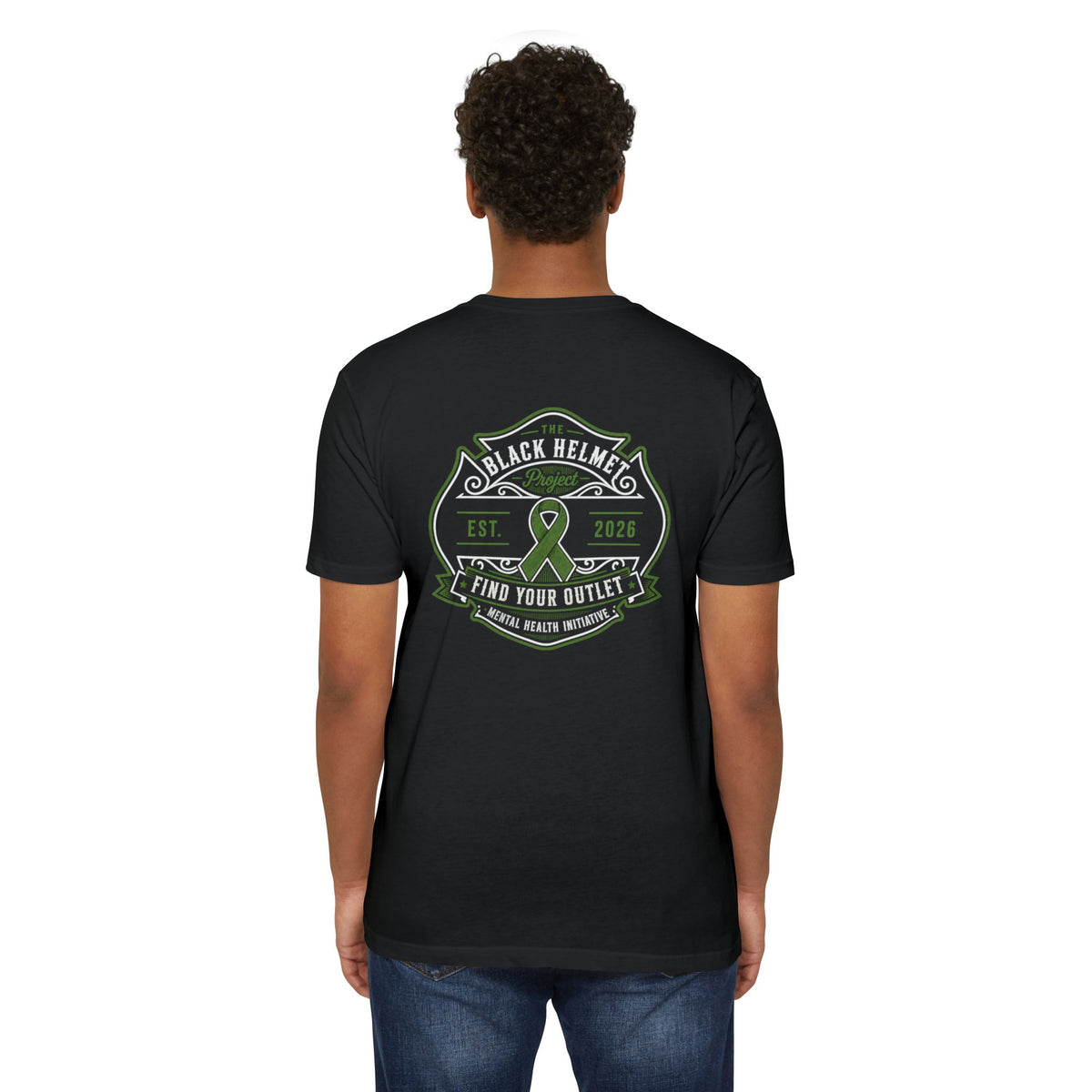 Mental Health Awareness Tee — "Black Helmet" Find Your Outlet