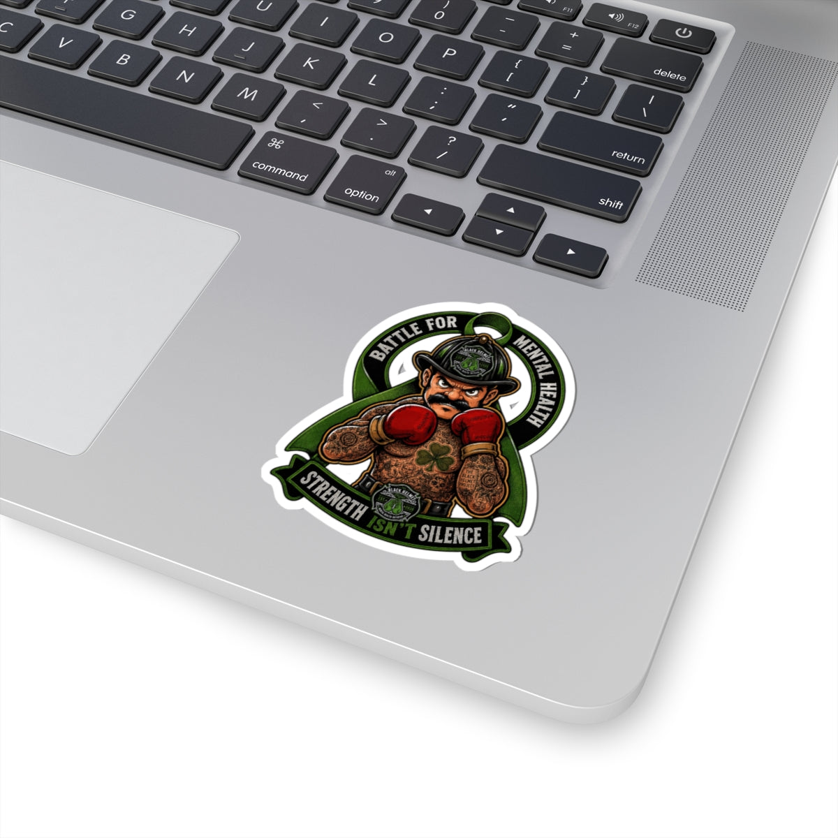 Mental Health Boxing Sticker — “Battle for Mental Health / Strength Isn’t Silence” Kiss-Cut Sticker