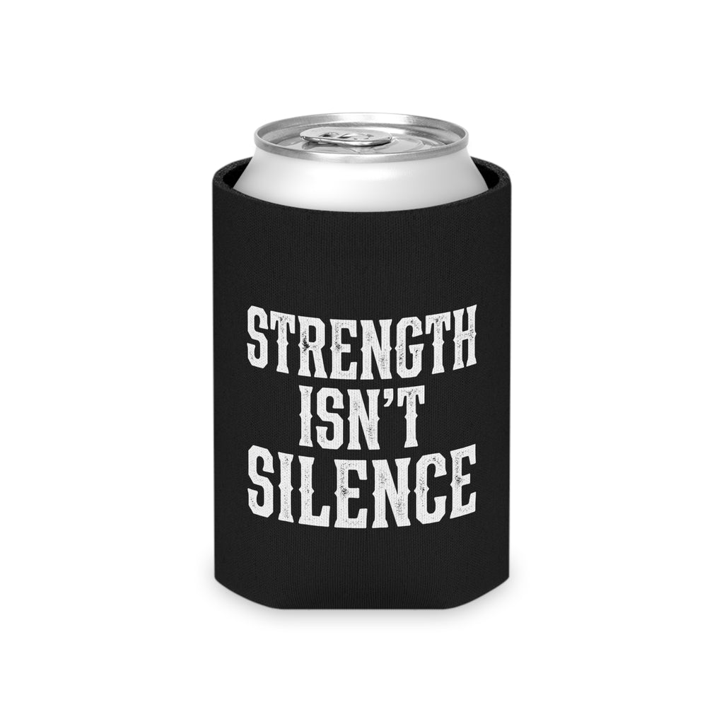 Can Cooler - Black Helmet Project Mental Health Ribbon "Strength Isn't Silence"