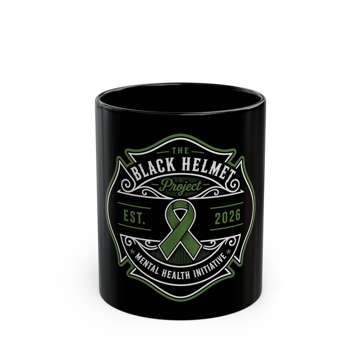 Black Helmet Project Mental Health Ribbon Mug — Support & Awareness Coffee Cup (11oz, 15oz)