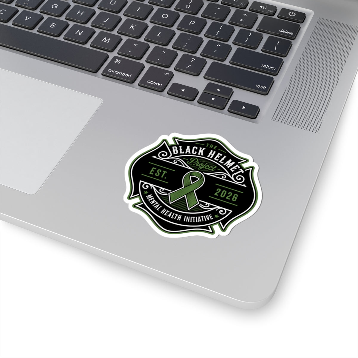 Kiss-Cut Sticker — The Black Helmet Project Mental Health Ribbon (Est. 2026)