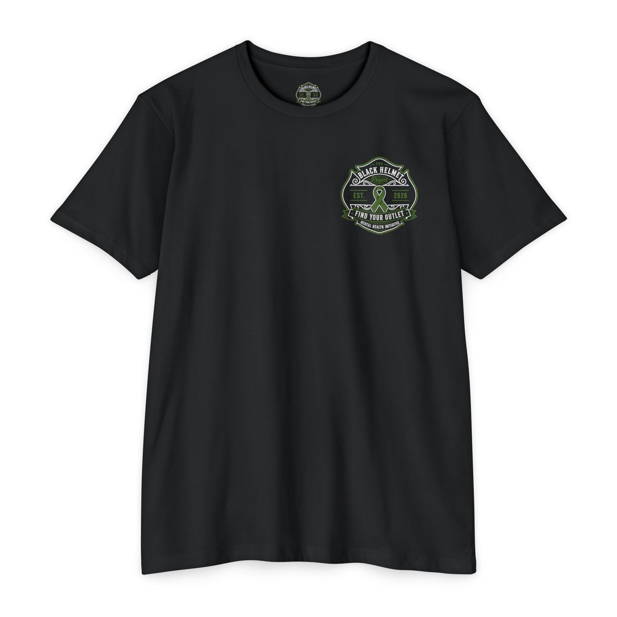 Mental Health Awareness Tee — "Black Helmet" Find Your Outlet