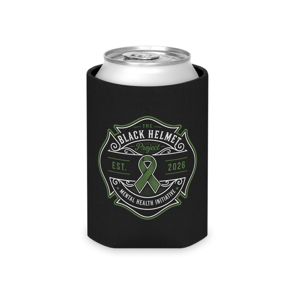 Can Cooler - Black Helmet Project Mental Health Ribbon "Strength Isn't Silence"