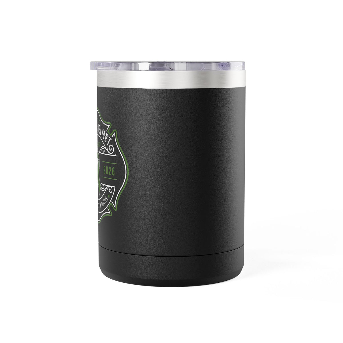 15oz Insulated Black Tumbler Mug with Minimal Cat Outline — Travel Coffee Cup