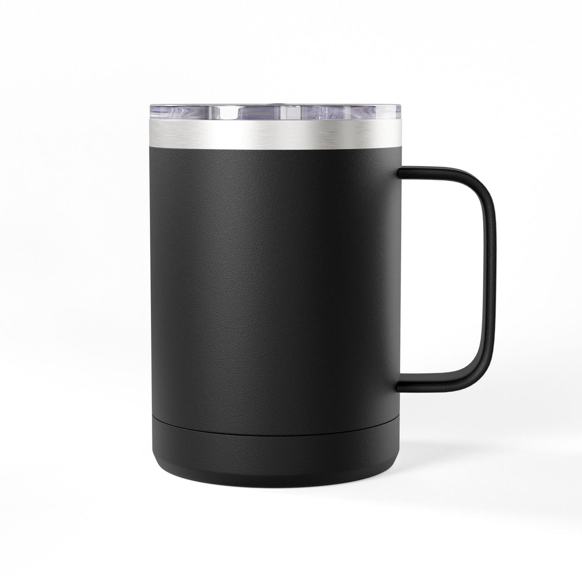 15oz Insulated Black Tumbler Mug with Minimal Cat Outline — Travel Coffee Cup