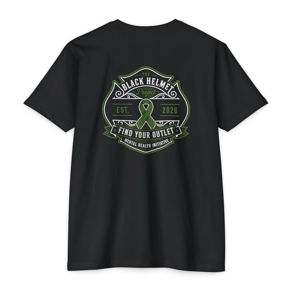 Mental Health Awareness Tee — "Black Helmet" Find Your Outlet