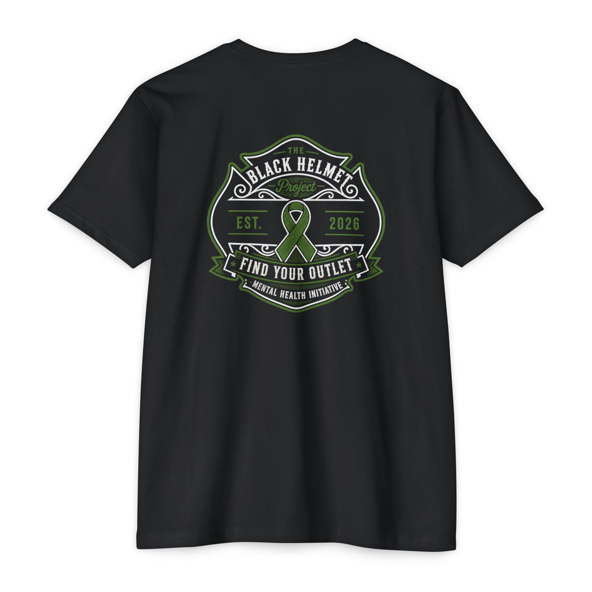 Mental Health Awareness Tee — "Black Helmet" Find Your Outlet