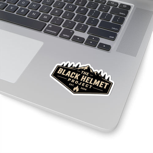 Black Helmet Project Sticker – Outdoor Adventure Logo Kiss-Cut Sticker (Est. 2026)