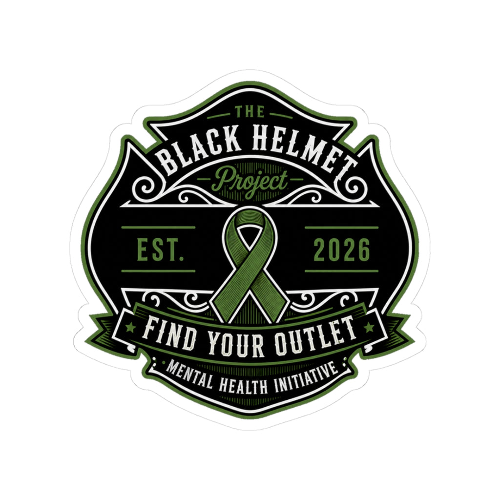 Find Your Outlet Mental Health Ribbon Sticker — The Black Helmet Project (Kiss-Cut)