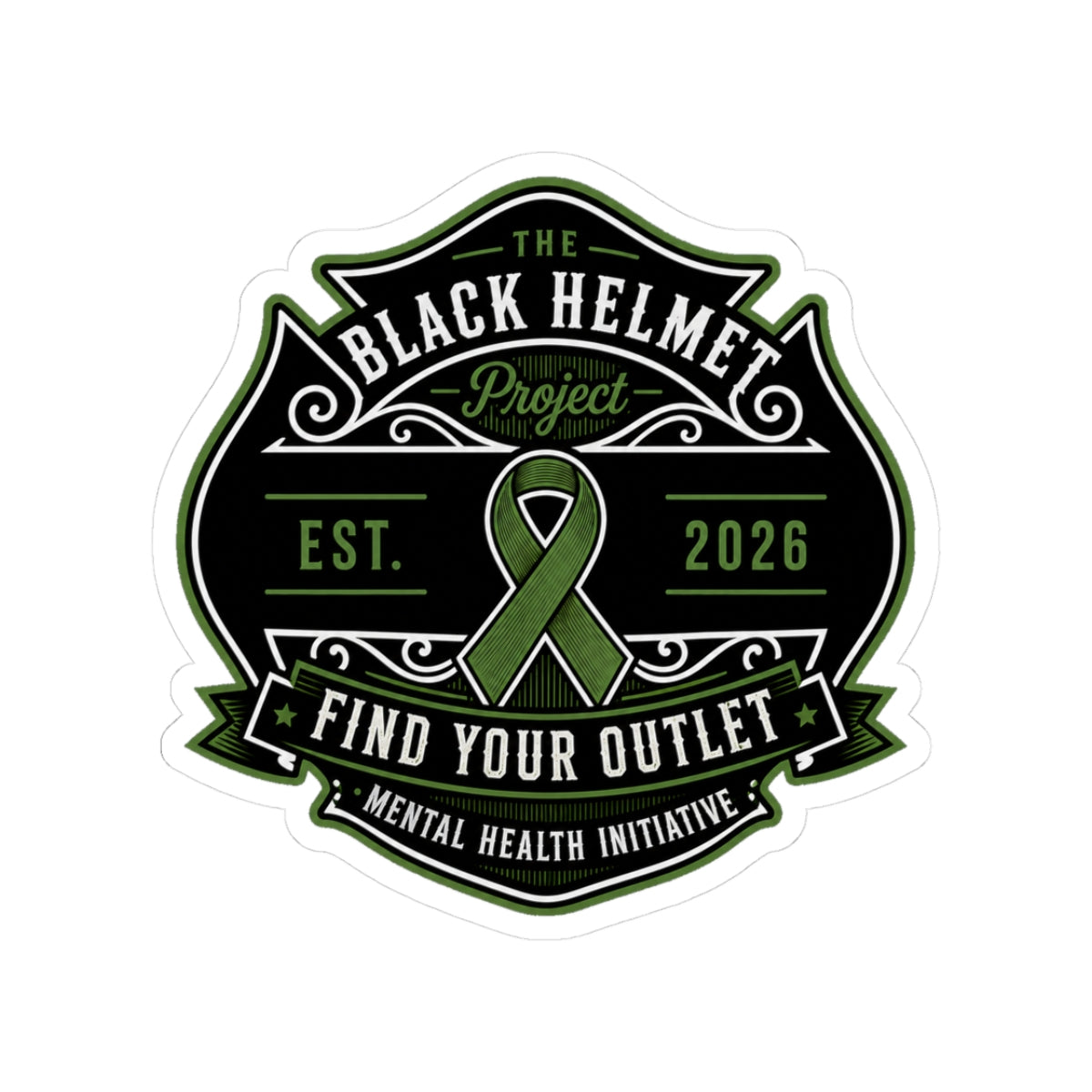 Find Your Outlet Mental Health Ribbon Sticker — The Black Helmet Project (Kiss-Cut)