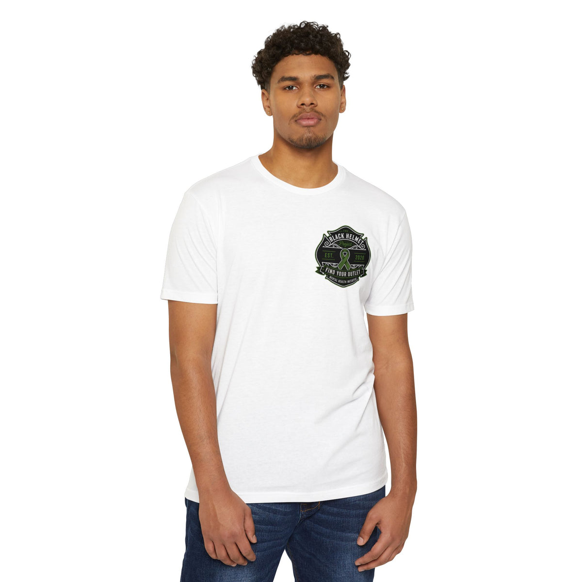 Black Helmet Project 'Find Your Outlet' Mental Health Ribbon T-Shirt