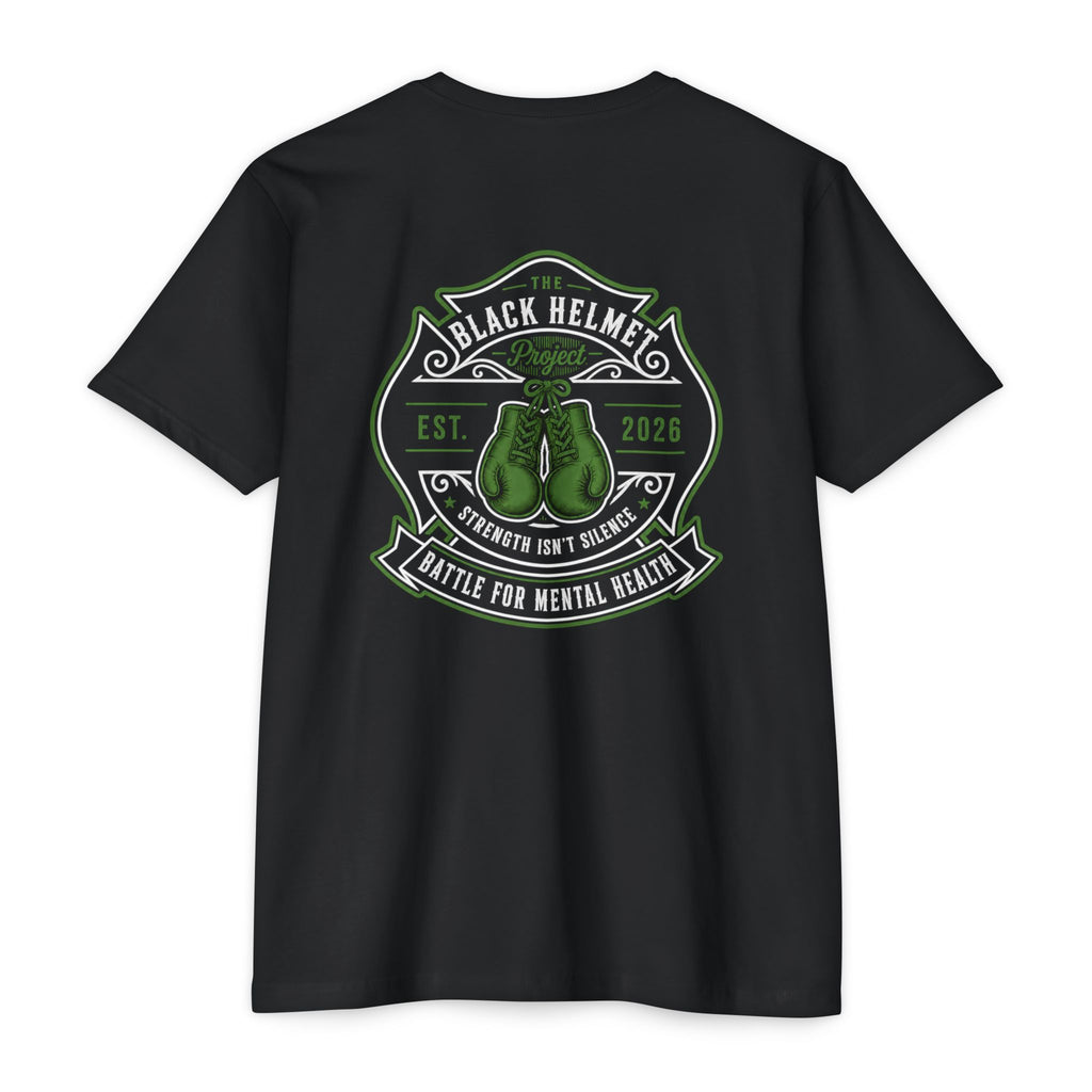 Black Helmet Boxing Club T-Shirt — 'Battle for Mental Health' Graphic Tee