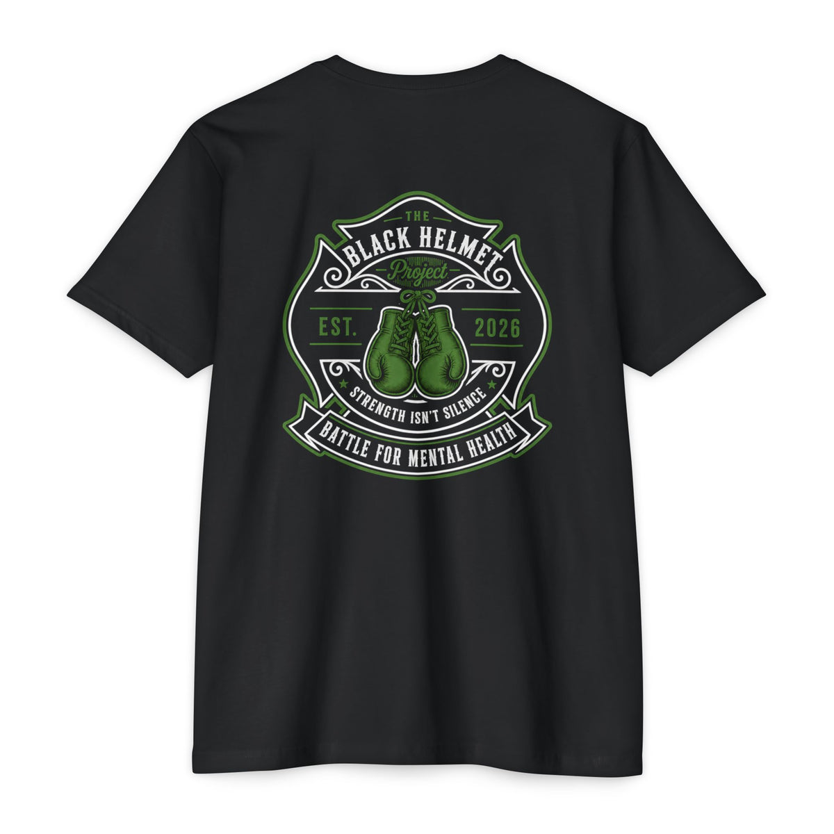 Black Helmet Boxing Club T-Shirt — 'Battle for Mental Health' Graphic Tee