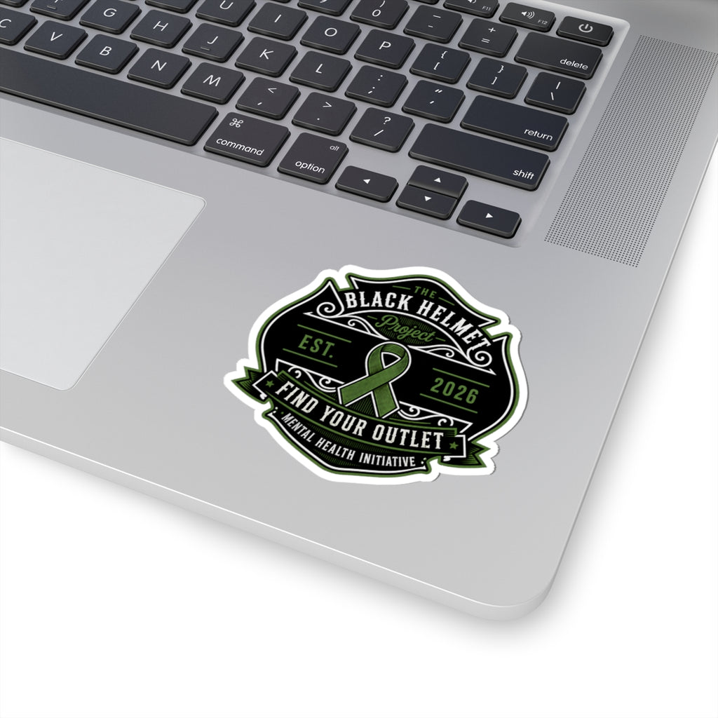 Find Your Outlet Mental Health Ribbon Sticker — The Black Helmet Project (Kiss-Cut)