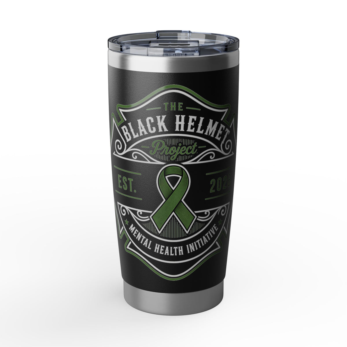 Mental Health Awareness Tumbler - "The Black Helmet Project" 20oz Insulated Travel Cup