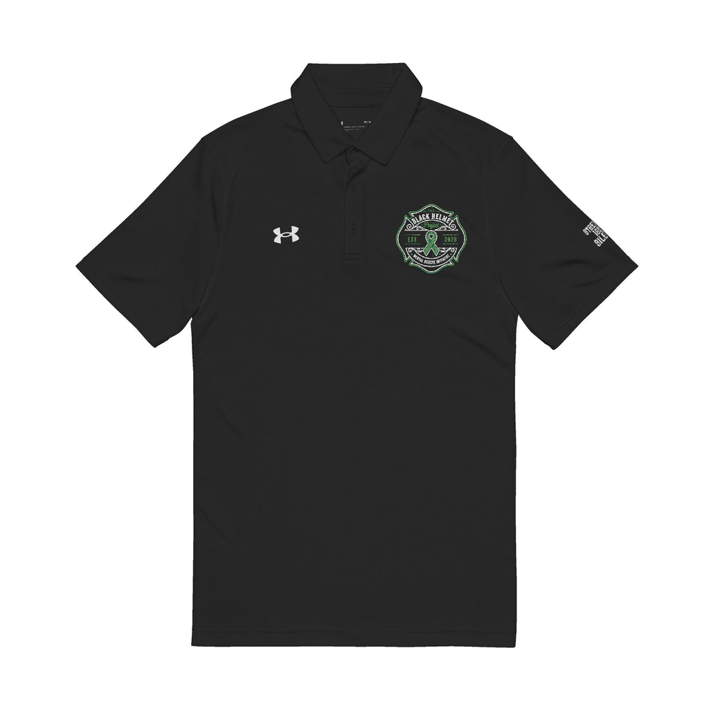 Embroidered Black Performance Polo with Celtic Knot Logo — Men’s Golf & Work Shirt