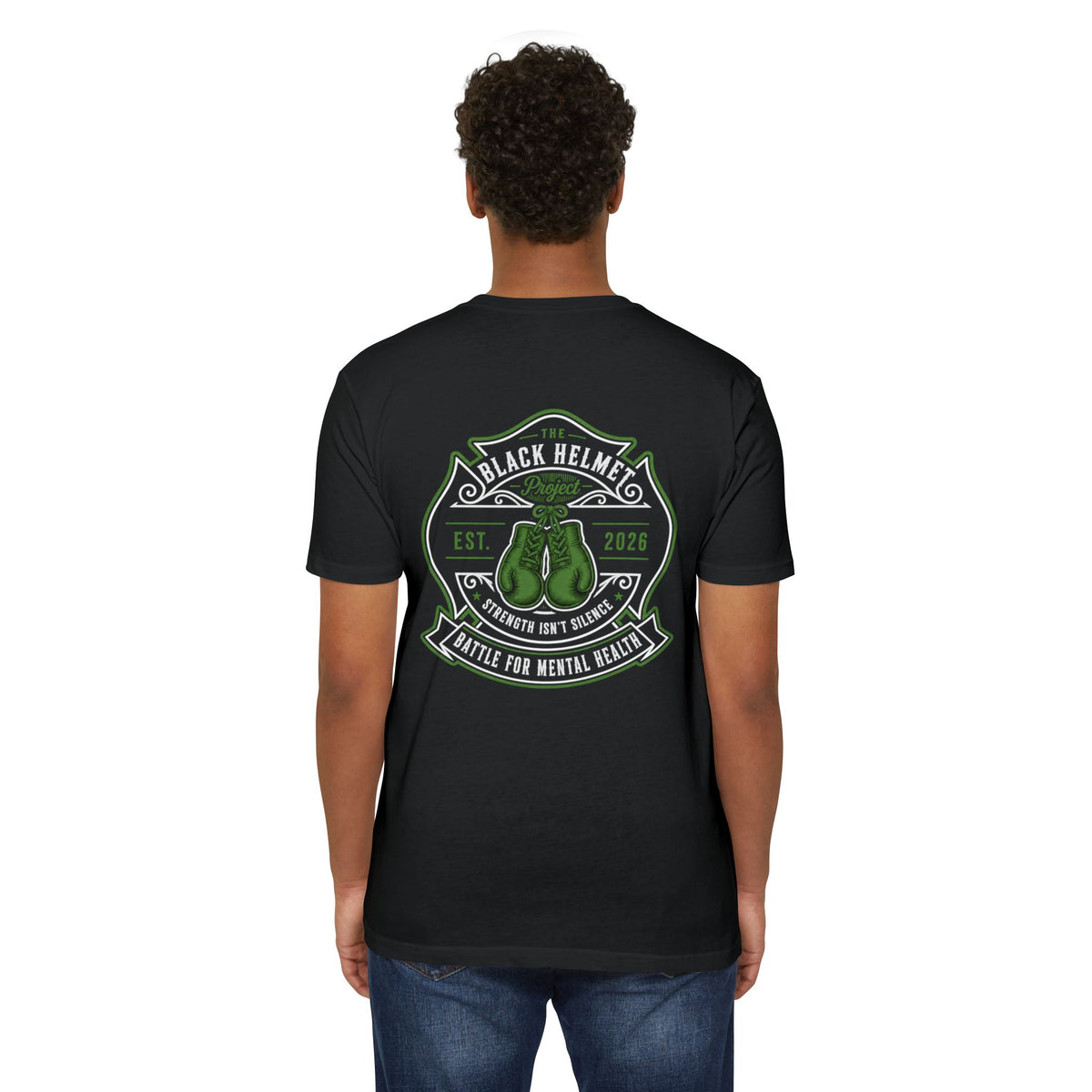 Black Helmet Boxing Club T-Shirt — 'Battle for Mental Health' Graphic Tee